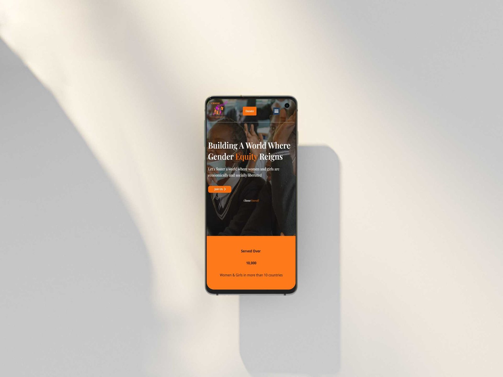 An image of the CY website design showing a snippet of the mobile version