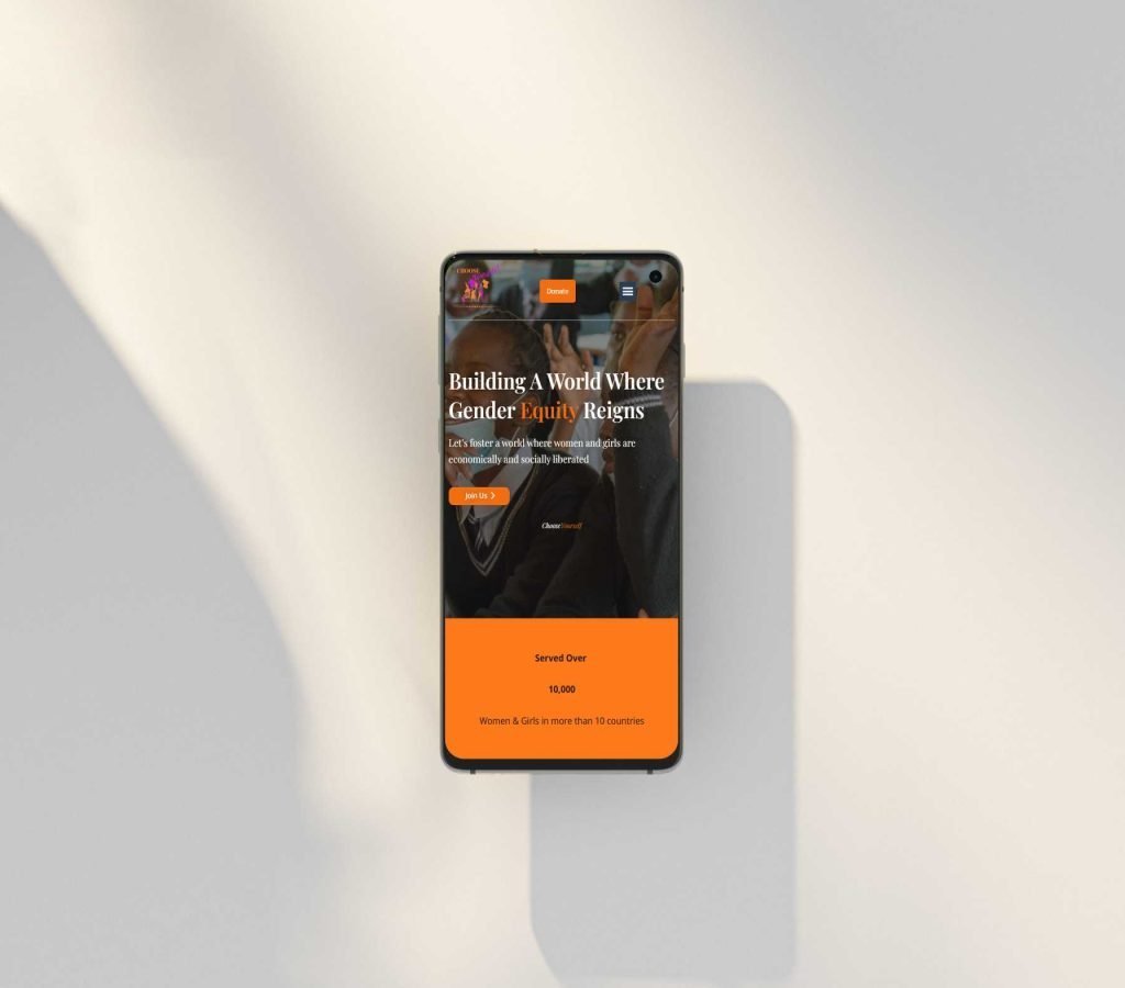An image of the CY website design showing a snippet of the mobile version