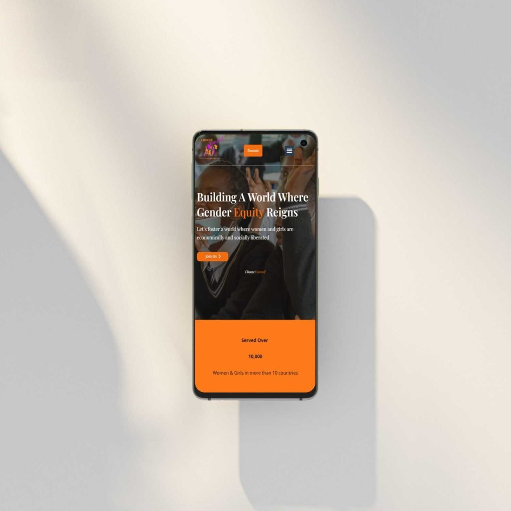 An image of the CY website design showing a snippet of the mobile version